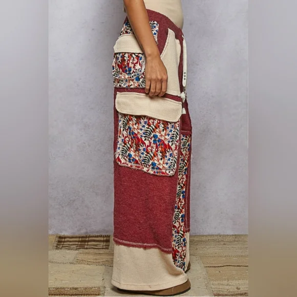 Pxxx NWT POL Designed In Pants Relaxed Thermal Quilted Floral Wide Leg Sm Md Lg - Picture 5 of 13